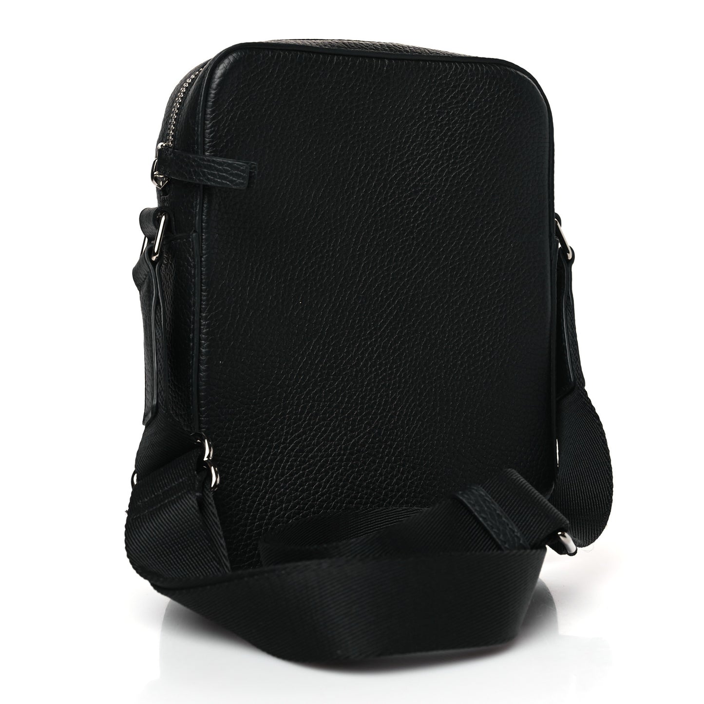 Pebbled Calfskin Logo Embossed Thornton Messenger Bag Black