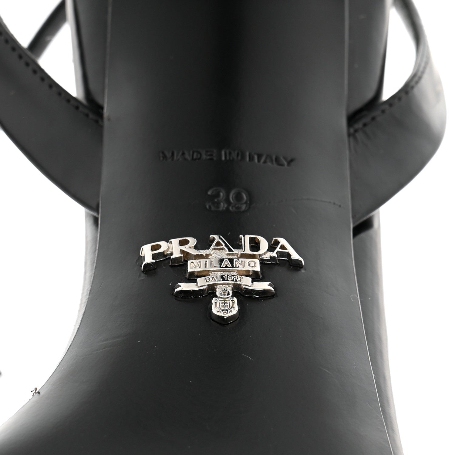 Prada Vernice Nylon Flower Metal Triangle Logo Open Toe 65mm Sandals 39 Black 7 of 8