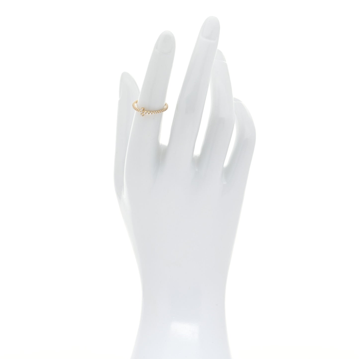 18K Yellow Gold Diamond T Wire Pave Ring 50 5.5