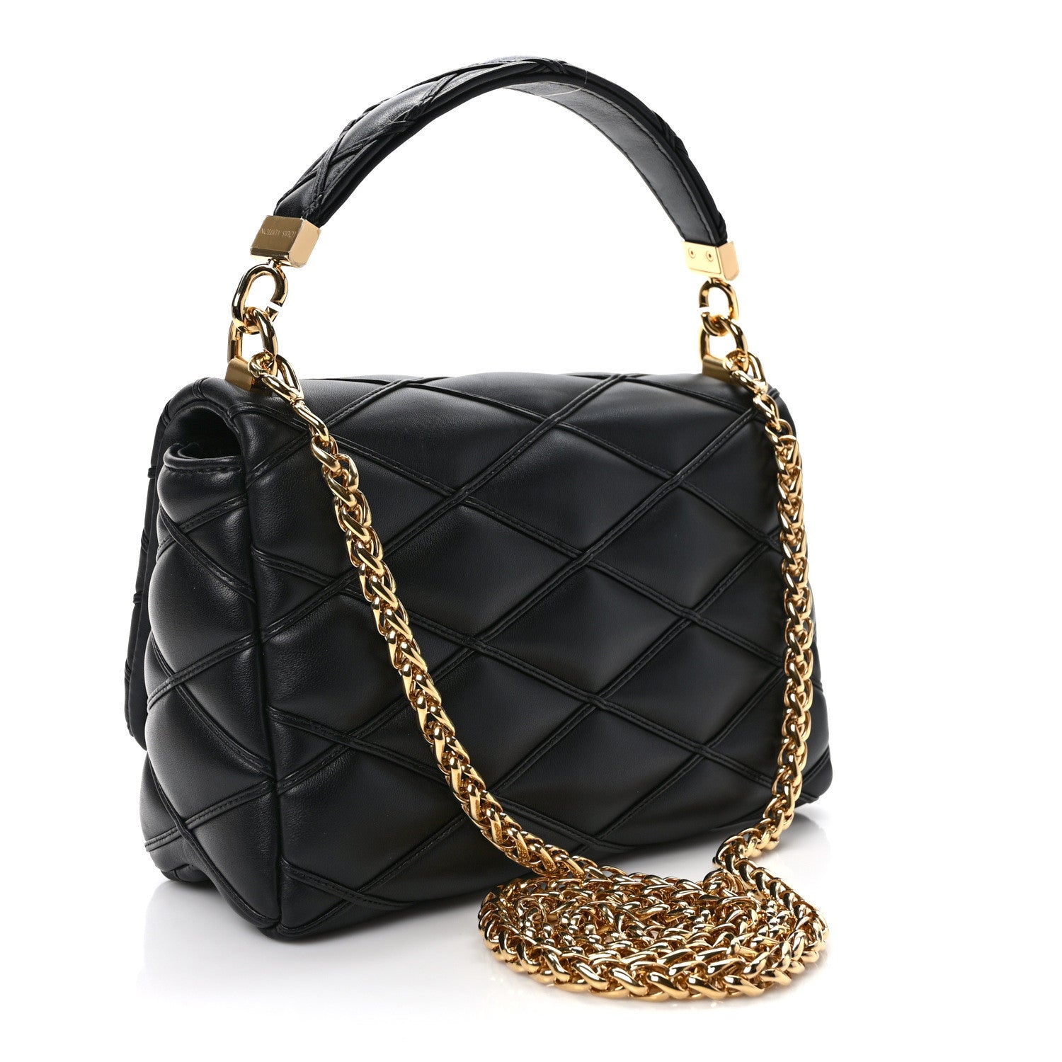 Louis Vuitton Lambskin Malletage Top Handle GO-14 MM Black 4 of 10