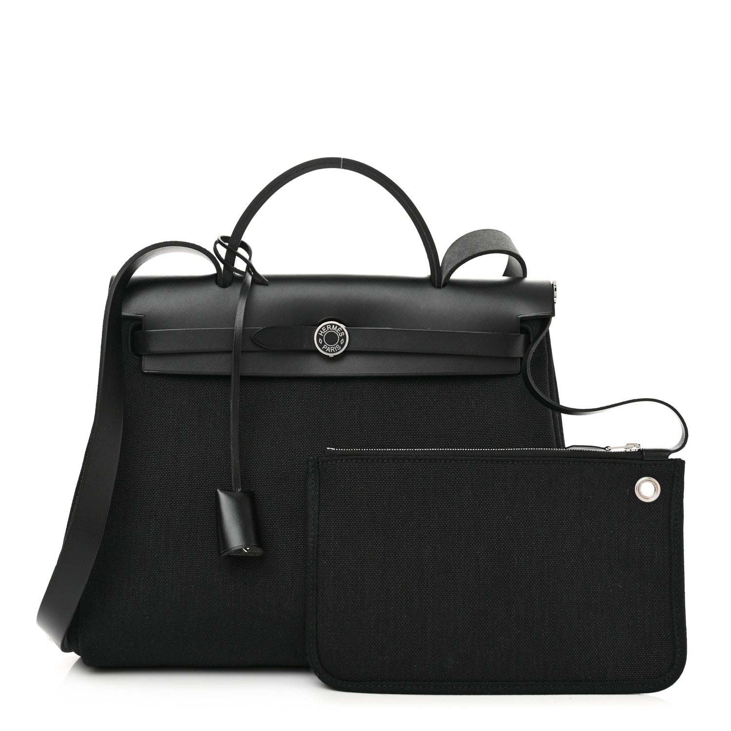 Hermes Military Toile Vache Hunter Herbag Zip PM 31 Black 1 of 11