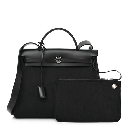 Hermes Military Toile Vache Hunter Herbag Zip PM 31 Black 1 of 11
