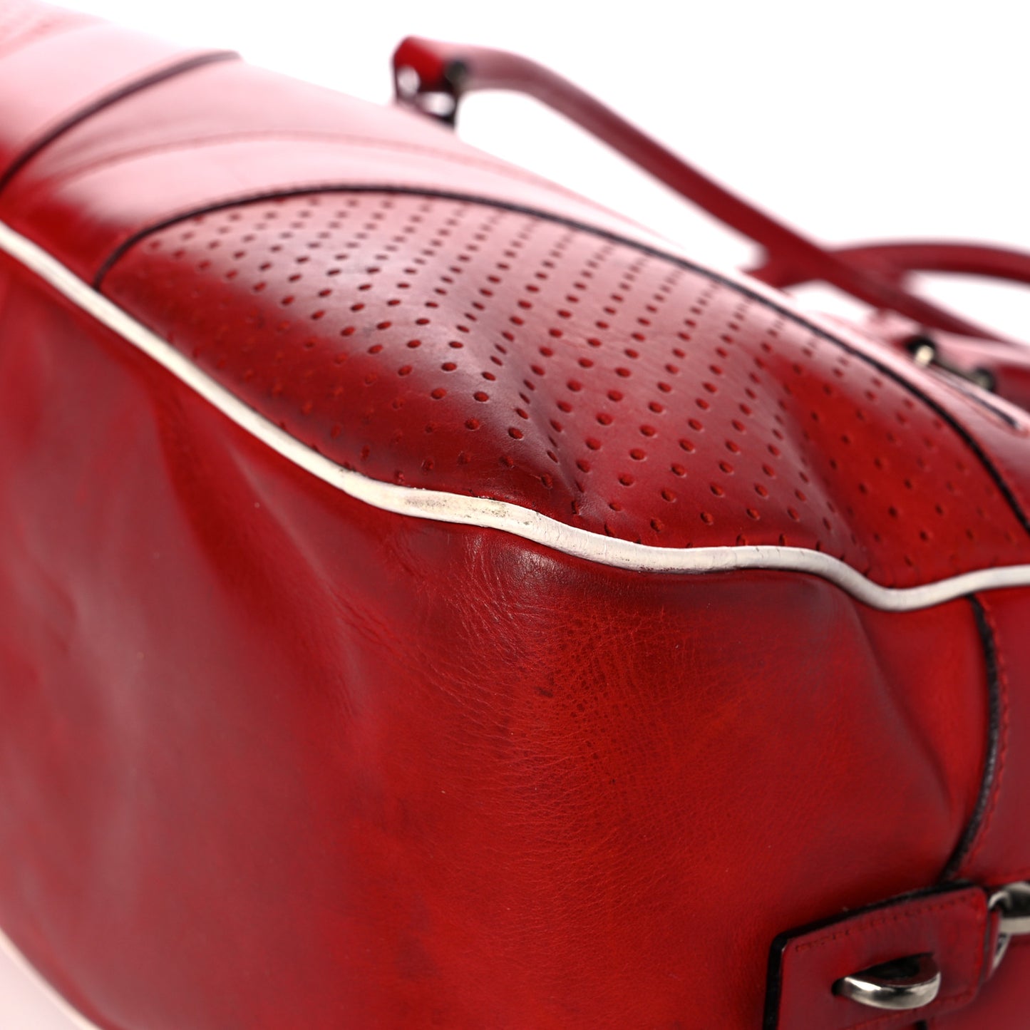 Vitello Drive Perforated Bowling Bag Fuoco