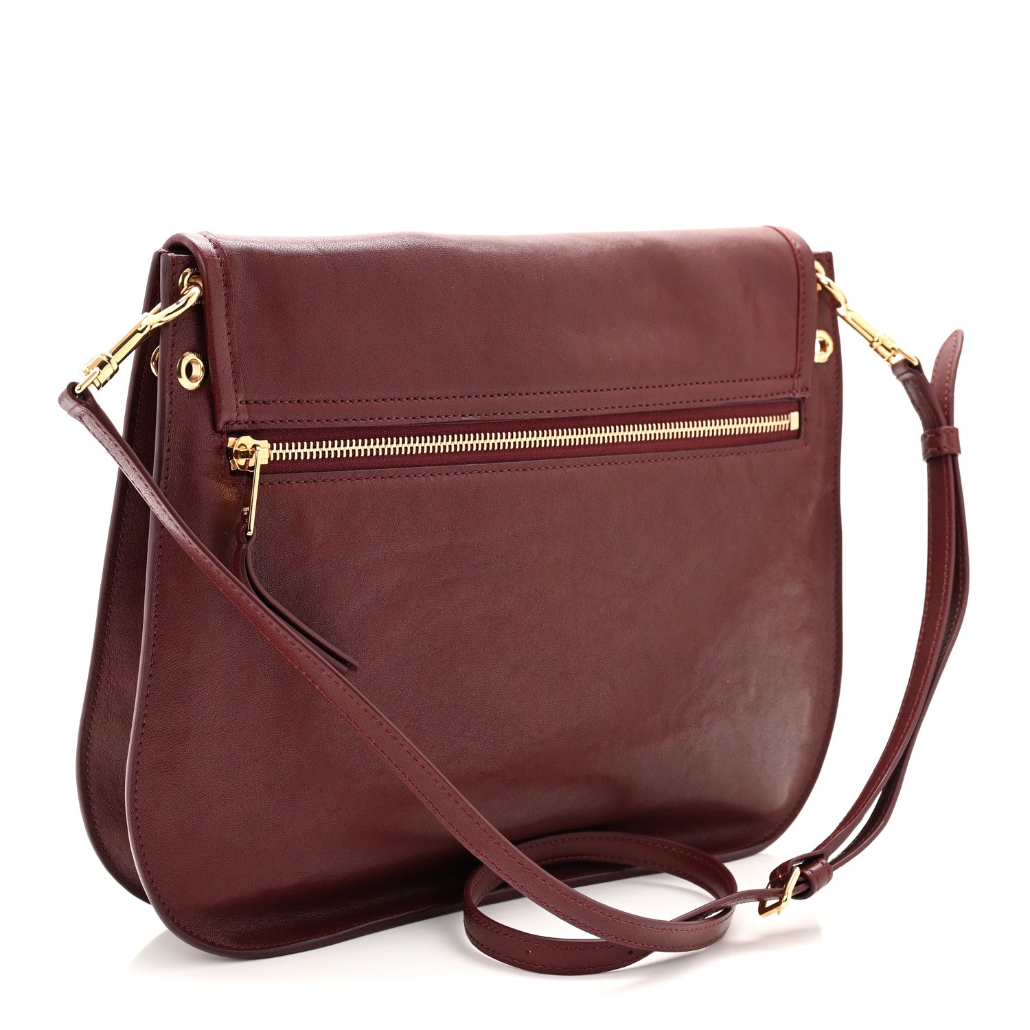 Celine Shiny Lambskin Soft Triomphe Besace Bag Syrah 3 of 10