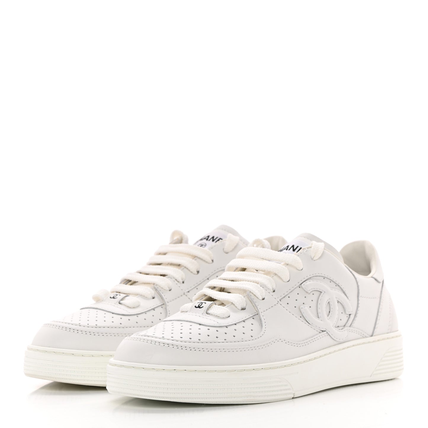 Calfskin CC Womens Sneakers 37.5 White