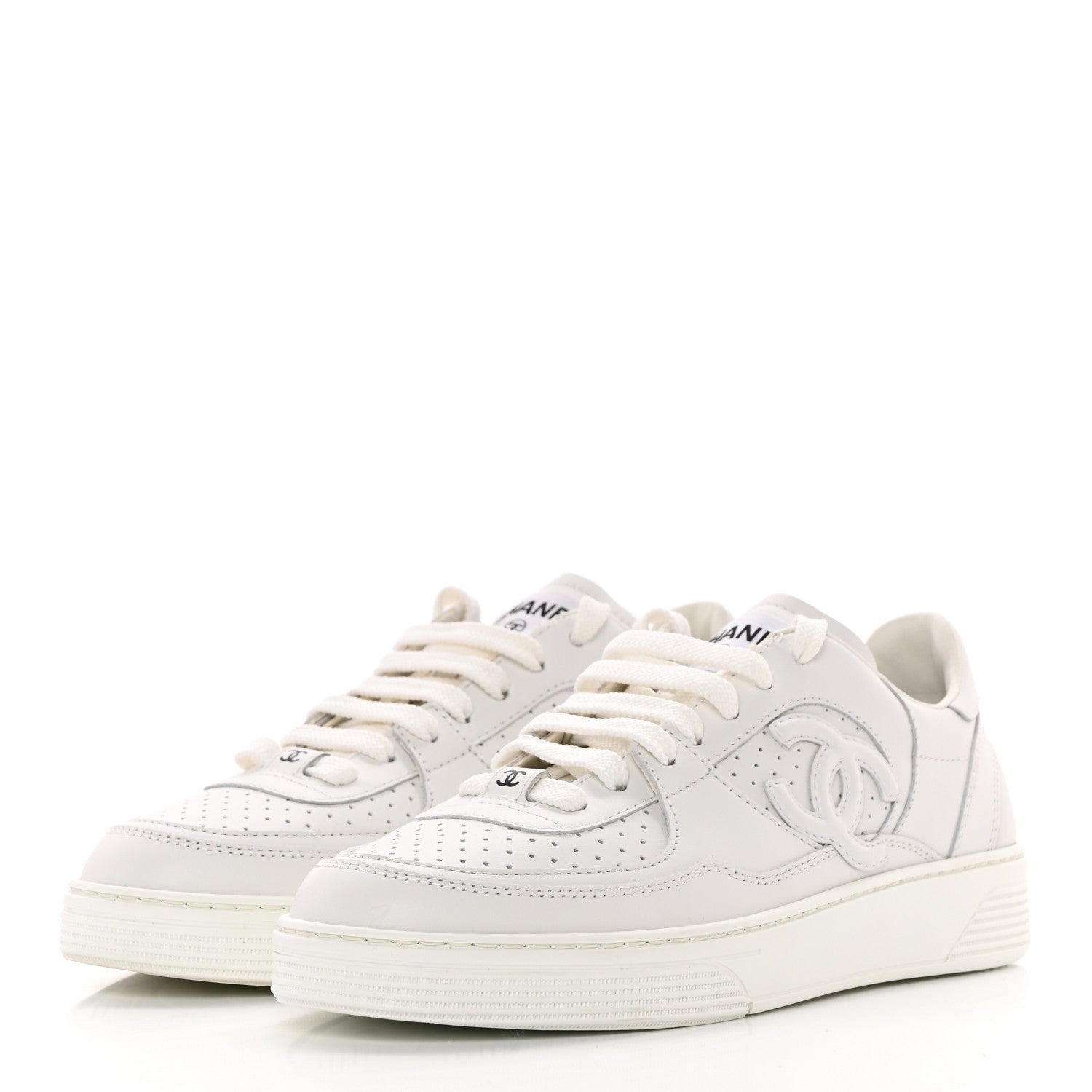 Chanel Calfskin CC Womens Sneakers 37.5 White 3 of 11