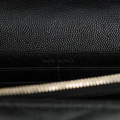 Saint Laurent Grain De Poudre Matelasse Chevron Monogram Chain Wallet Black 8 of 8
