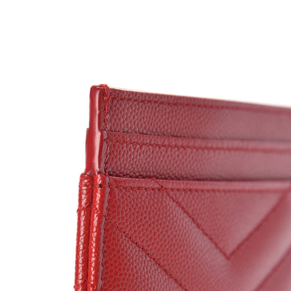 Saint Laurent Grain De Poudre Matelasse Chevron Monogram Credit Card Case New Red 8 of 10