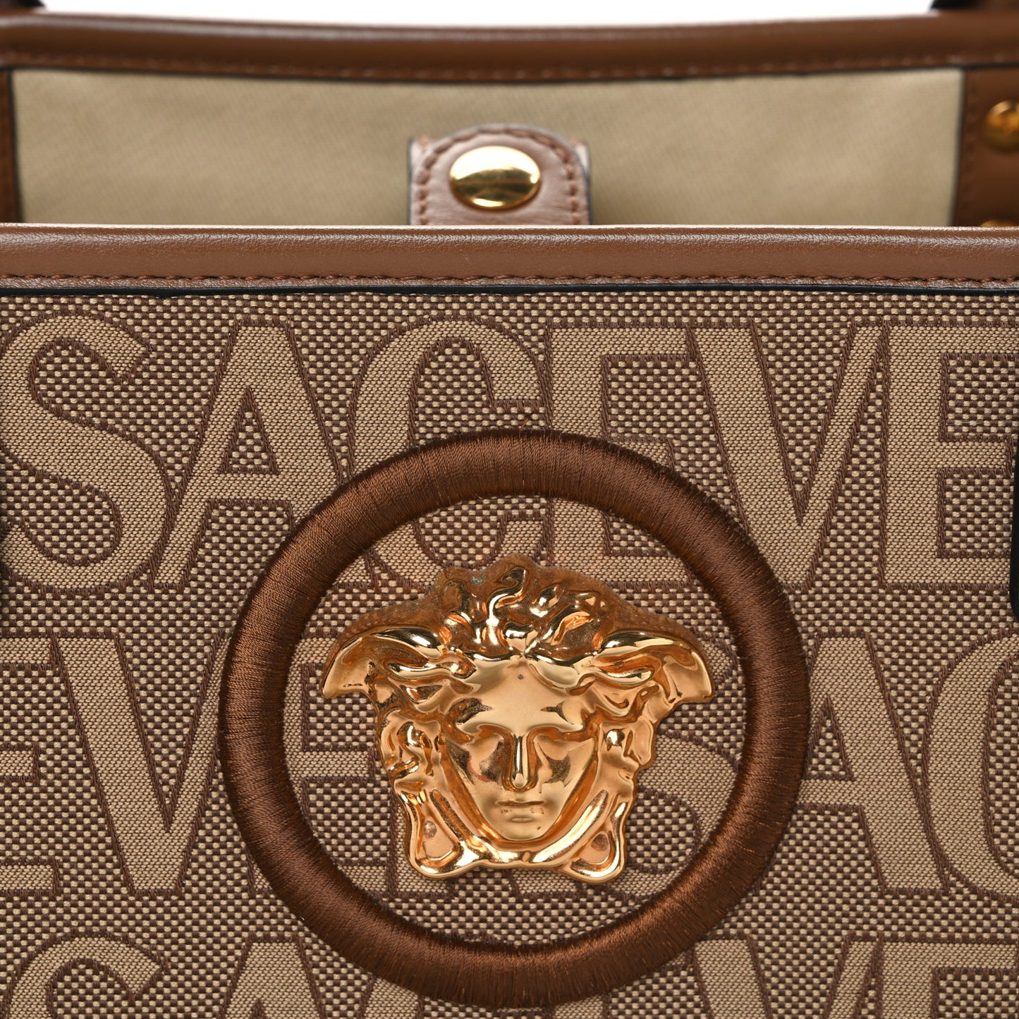 Jacquard Canvas Large Allover Medusa Tote Beige