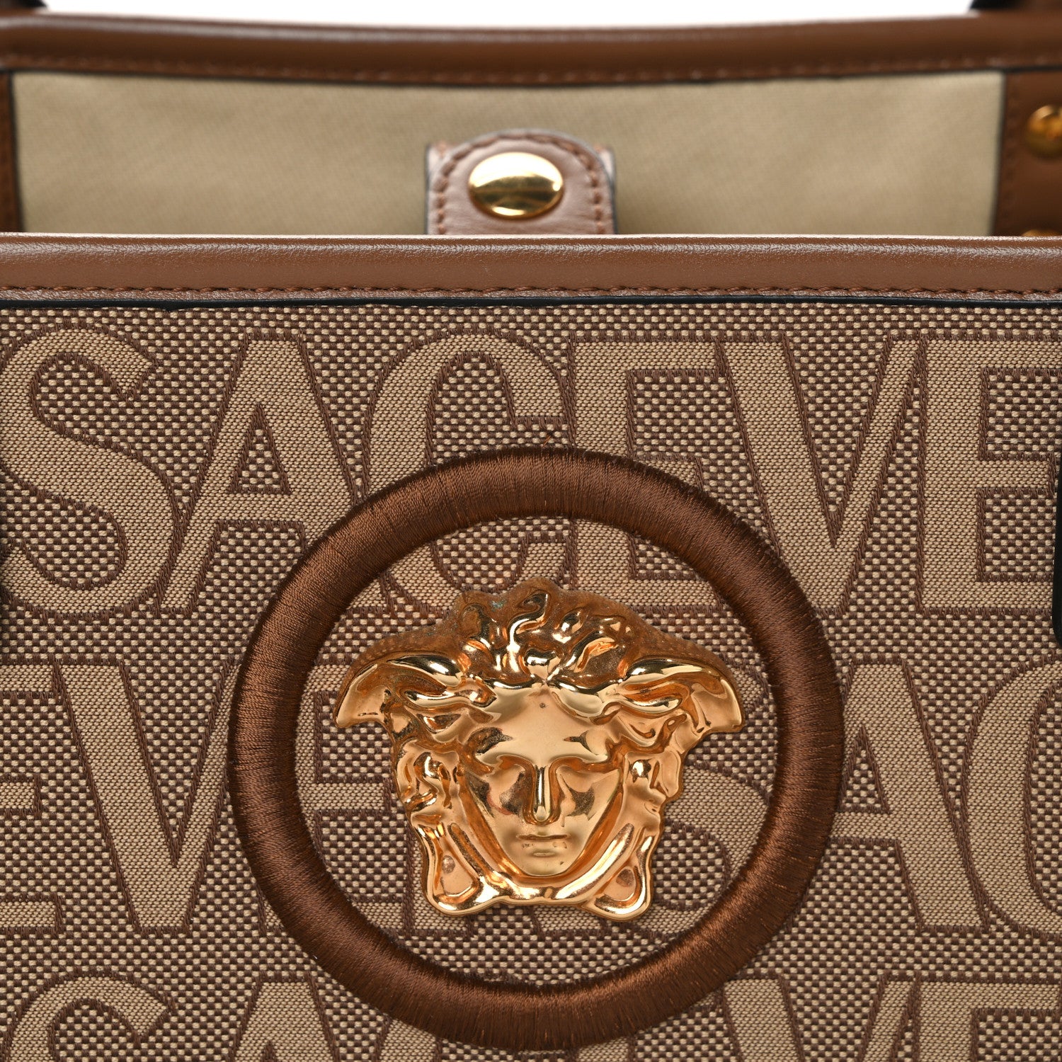 Versace Jacquard Canvas Large Allover Medusa Tote Beige 7 of 12