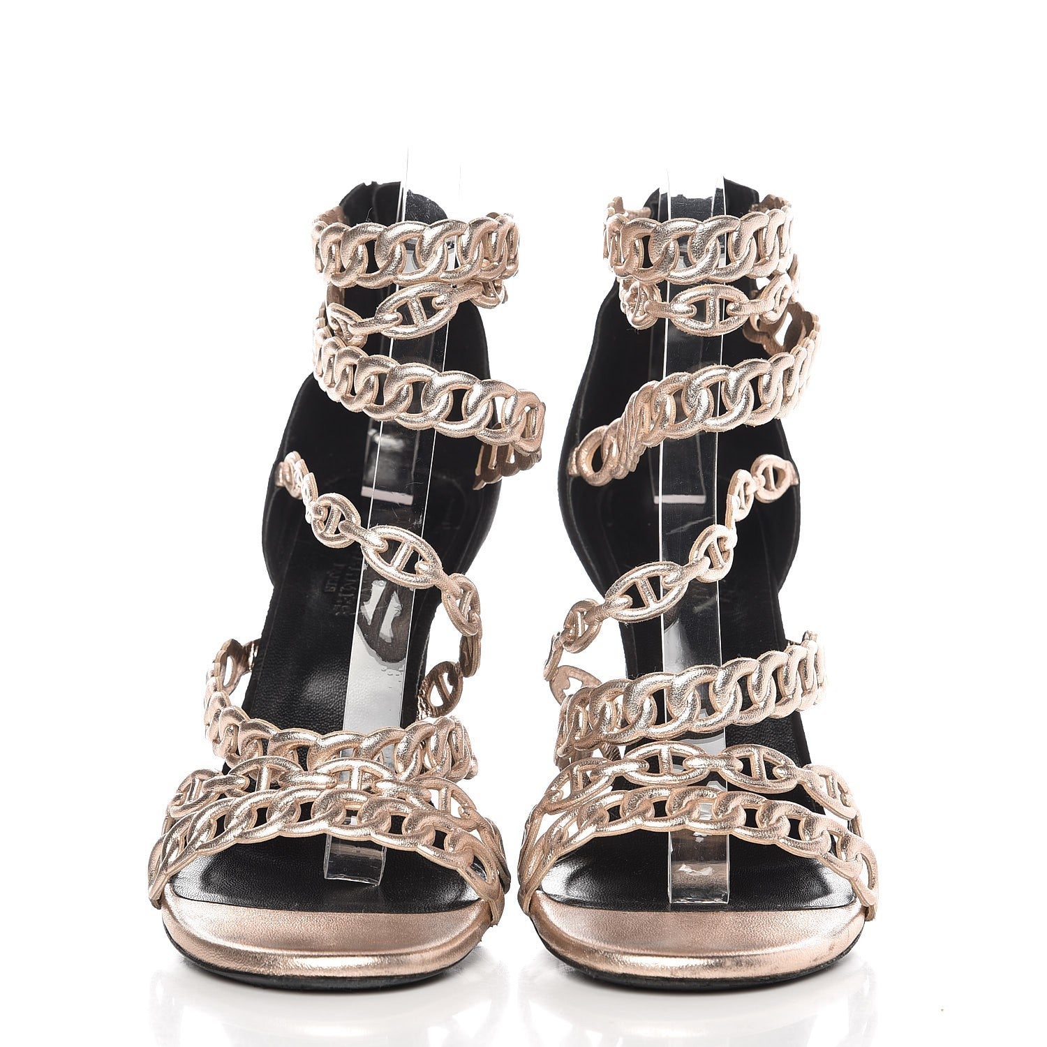 Hermes Nappa Chaine d'Ancre Sandal Pump 39 Gold Black 2 of 7