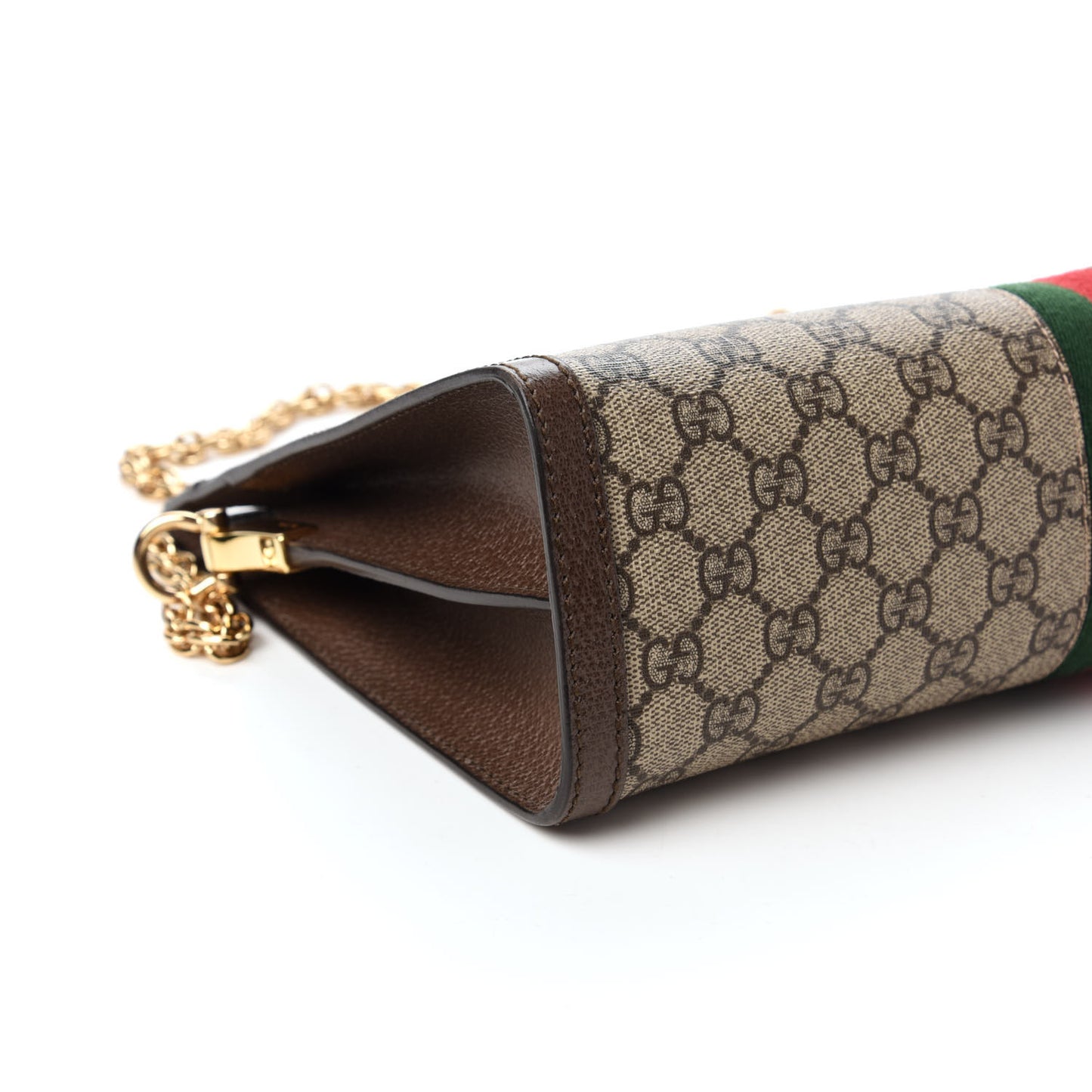 GG Supreme Monogram Web Medium Ophidia Chain Shoulder Bag Brown