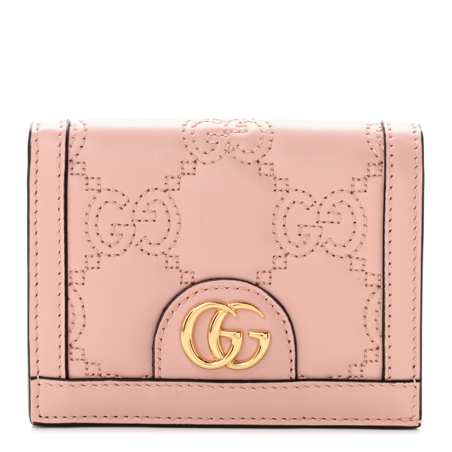 Gucci Calfskin GG Matelasse Card Case Wallet Perfect Pink 1 of 6