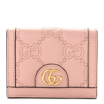 Gucci Calfskin GG Matelasse Card Case Wallet Perfect Pink 1 of 6