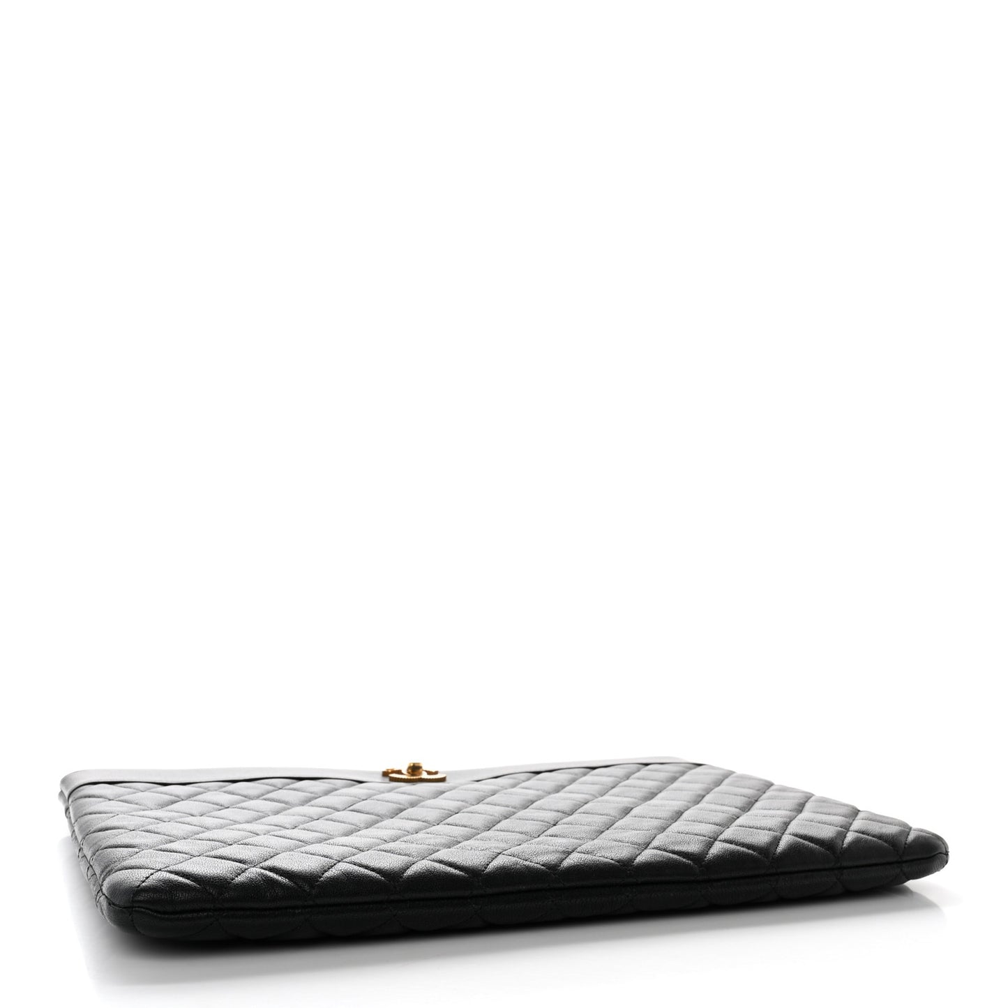 Lambskin Quilted Large Vintage Mademoiselle Cosmetic Case Black