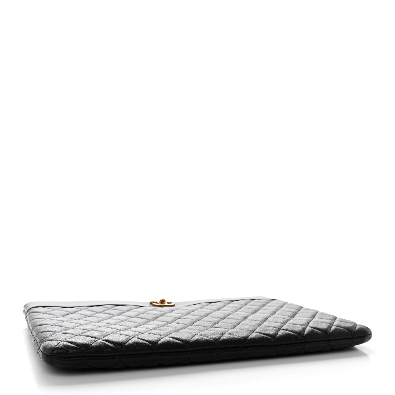 Chanel Lambskin Quilted Large Vintage Mademoiselle Cosmetic Case Black 4 of 12