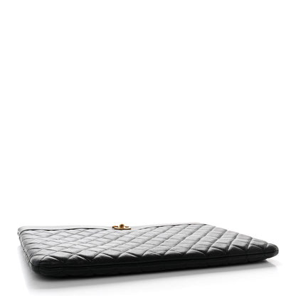 Chanel Lambskin Quilted Large Vintage Mademoiselle Cosmetic Case Black 4 of 12
