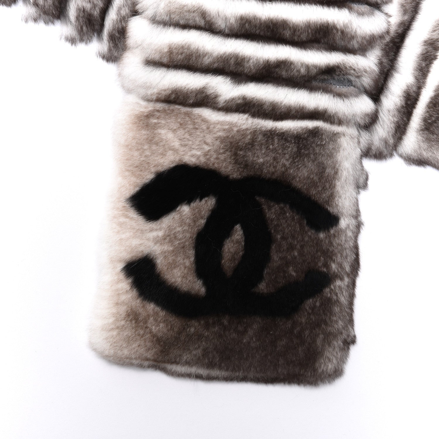 Chanel Orylag Rabbit Fur CC Scarf Grey 3 of 4