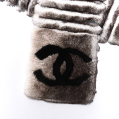Chanel Orylag Rabbit Fur CC Scarf Grey 3 of 4