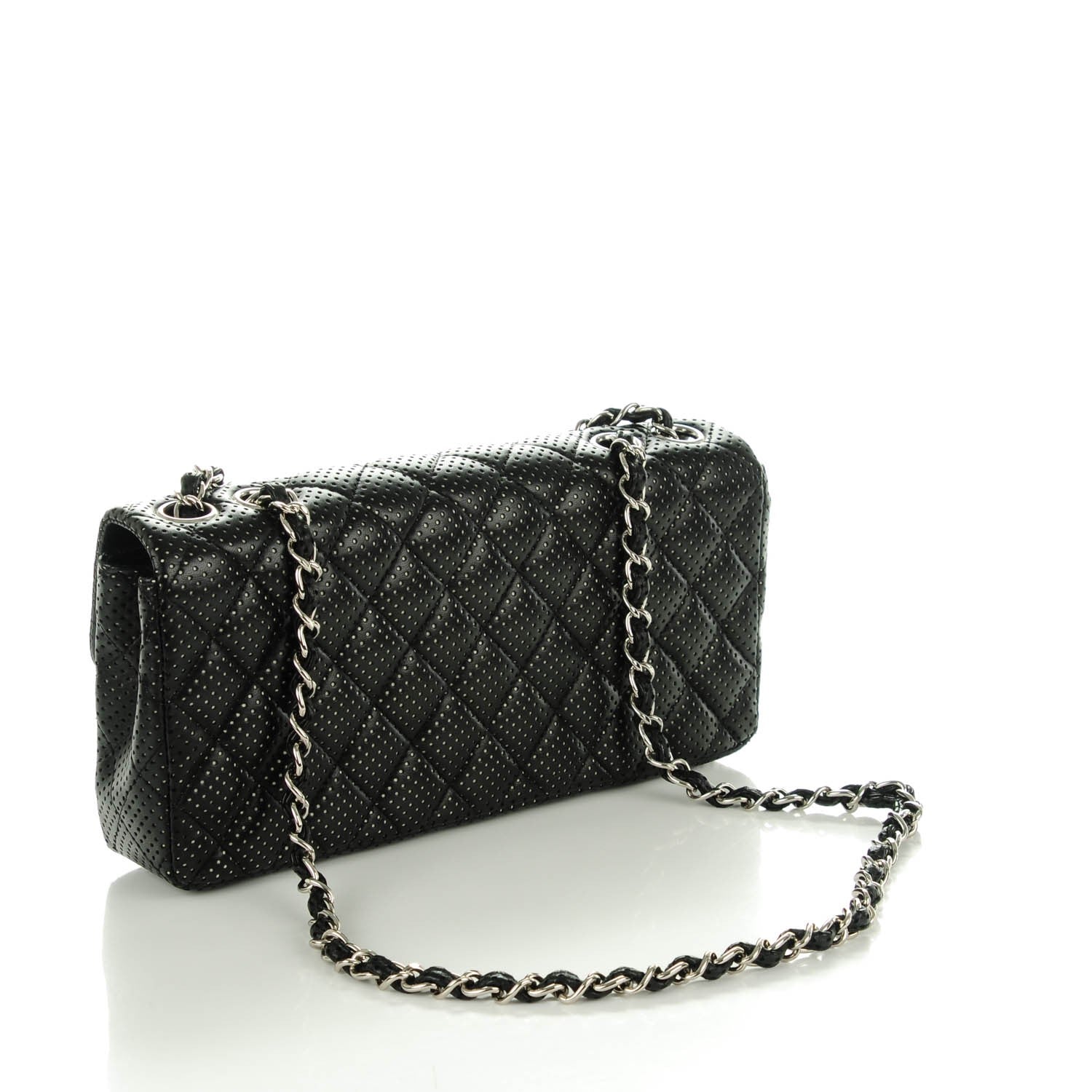 Chanel Lambskin Perforated East West Flap Black 3 of 8