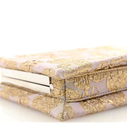 Miu Miu Brocade Floral Jacquard Crystal Chain Clutch Pink Gold 9 of 11