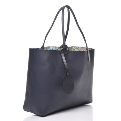 Gucci GG Supreme Monogram Blooms Medium Reversible Tote Beige Blue Navy 6 of 12