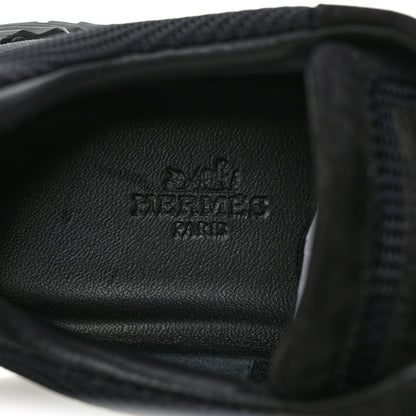 Hermes Technical Mesh Suede Goatskin Bouncing Sneakers 37 Black 7 of 9