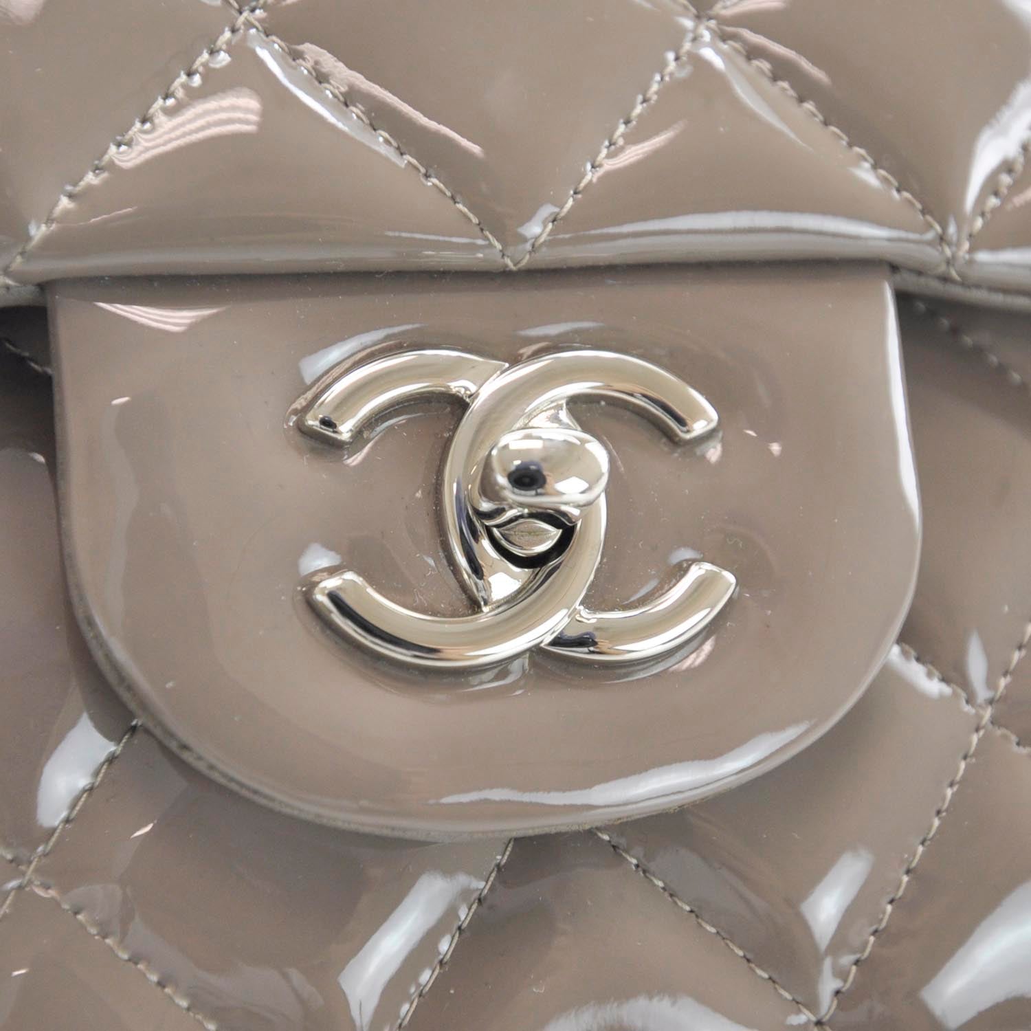 Chanel Patent Jumbo Double Flap Taupe 7 of 11