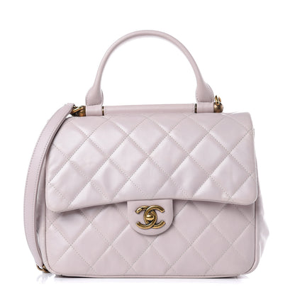 Chanel Glazed Calfskin Quilted Medium Gold Bar Top Handle Flap Light Pink 1 of 11