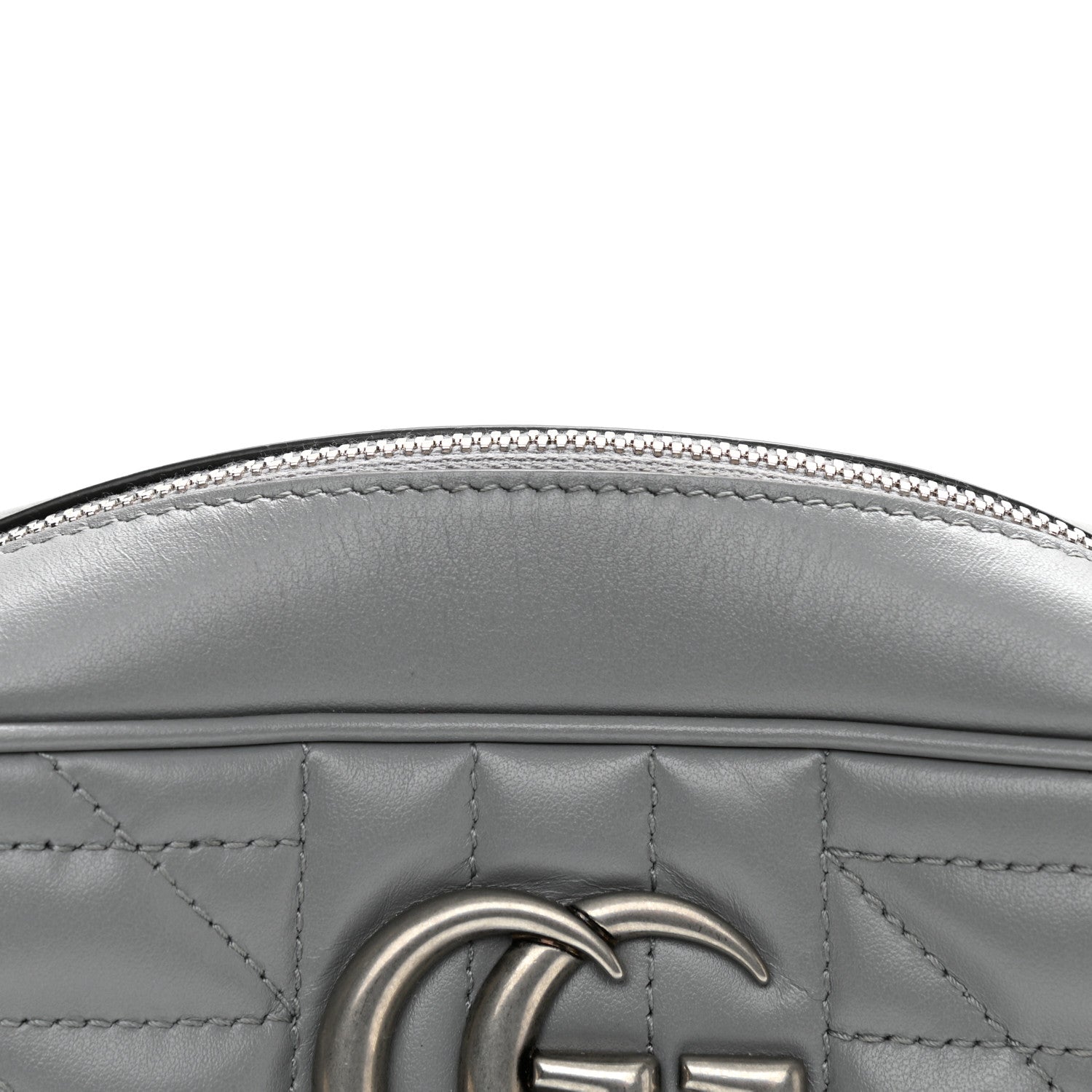 Gucci Calfskin Matelasse Aria Small GG Marmont Chain Shoulder Bag Deep Grey 12 of 13
