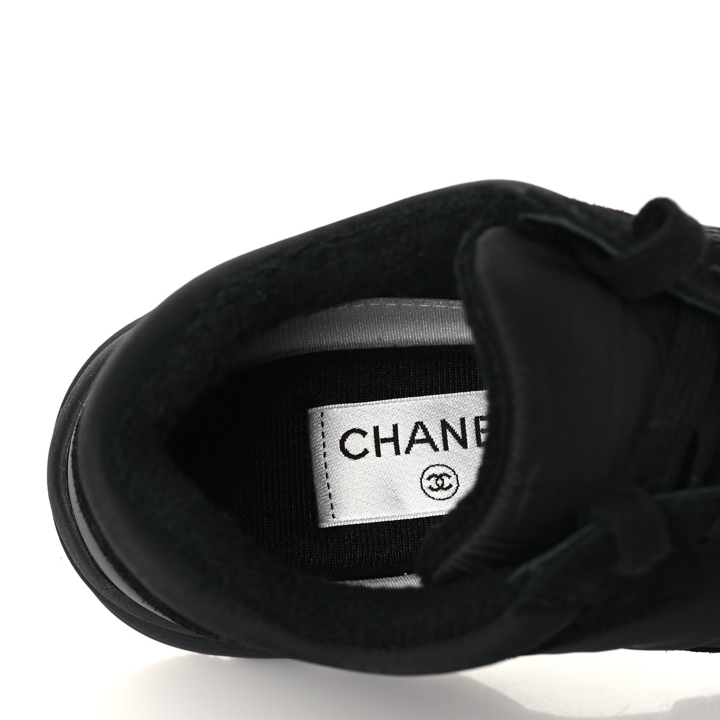 Fabric Calfskin Suede CC Sneakers 37.5 Black