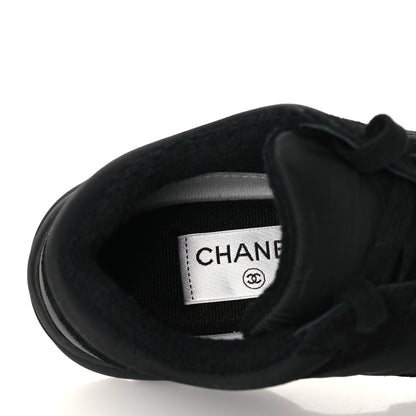 Chanel Fabric Calfskin Suede CC Sneakers 37.5 Black 6 of 7