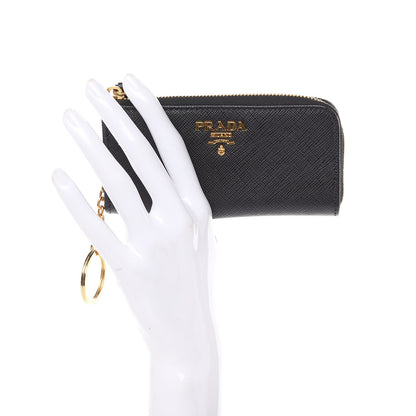 Prada Saffiano Metal Zip Around Key Holder Black 2 of 6