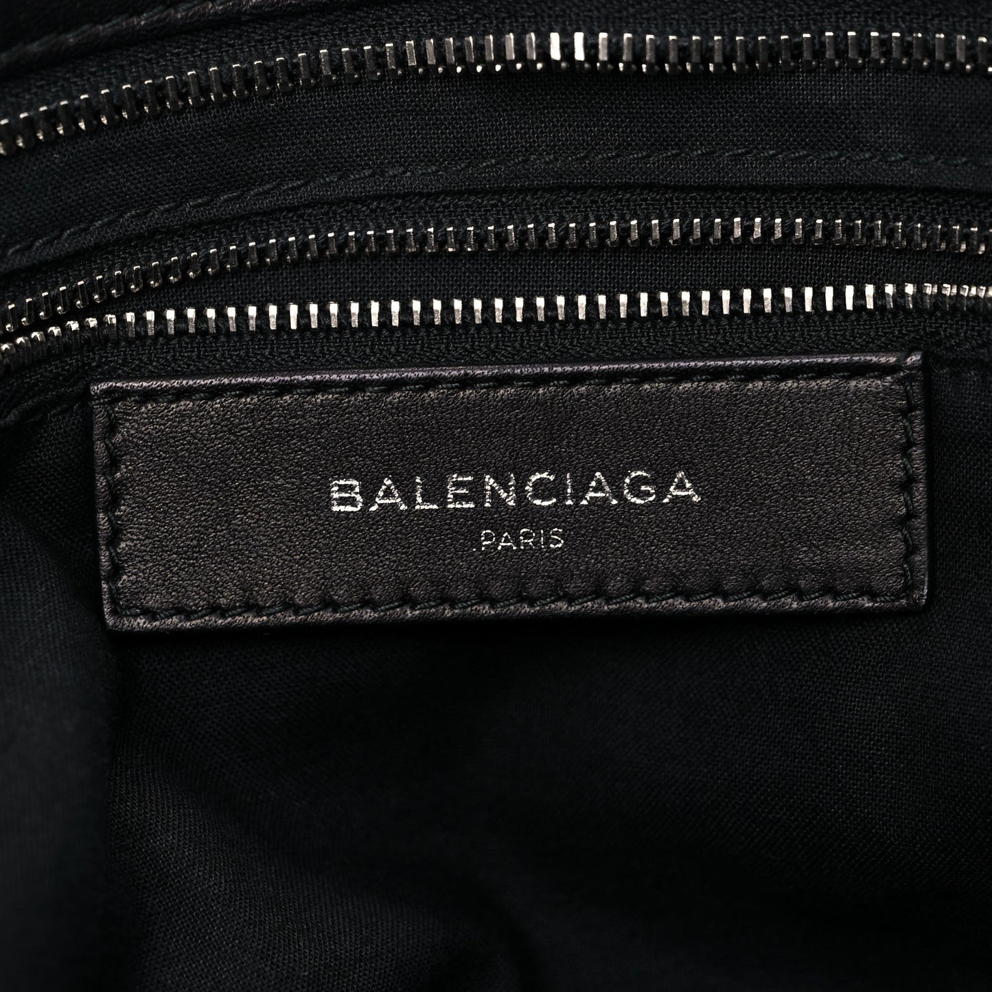 Calfskin Topstitch Classic Silver Hardware City Black
