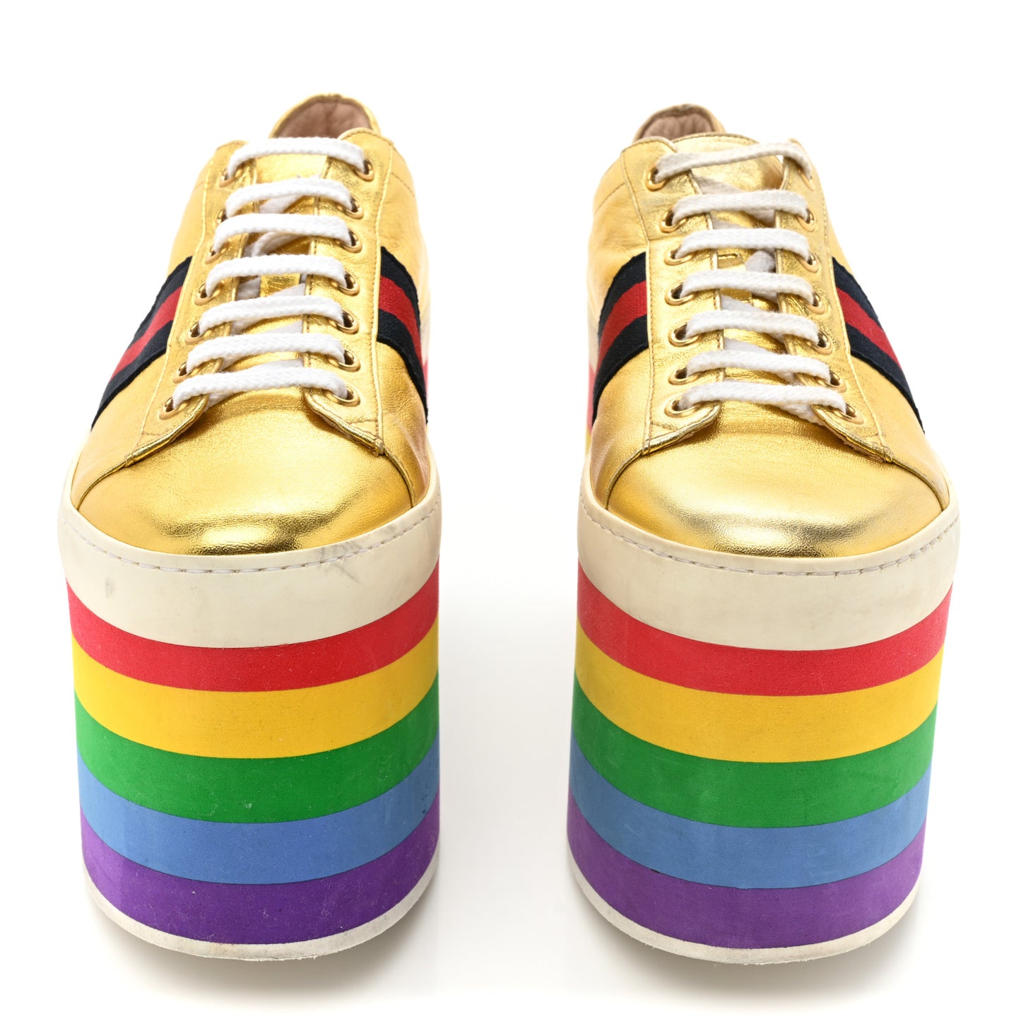 Metallic Nappa Peggy Platform Sneakers 38.5 Oro Vecchio
