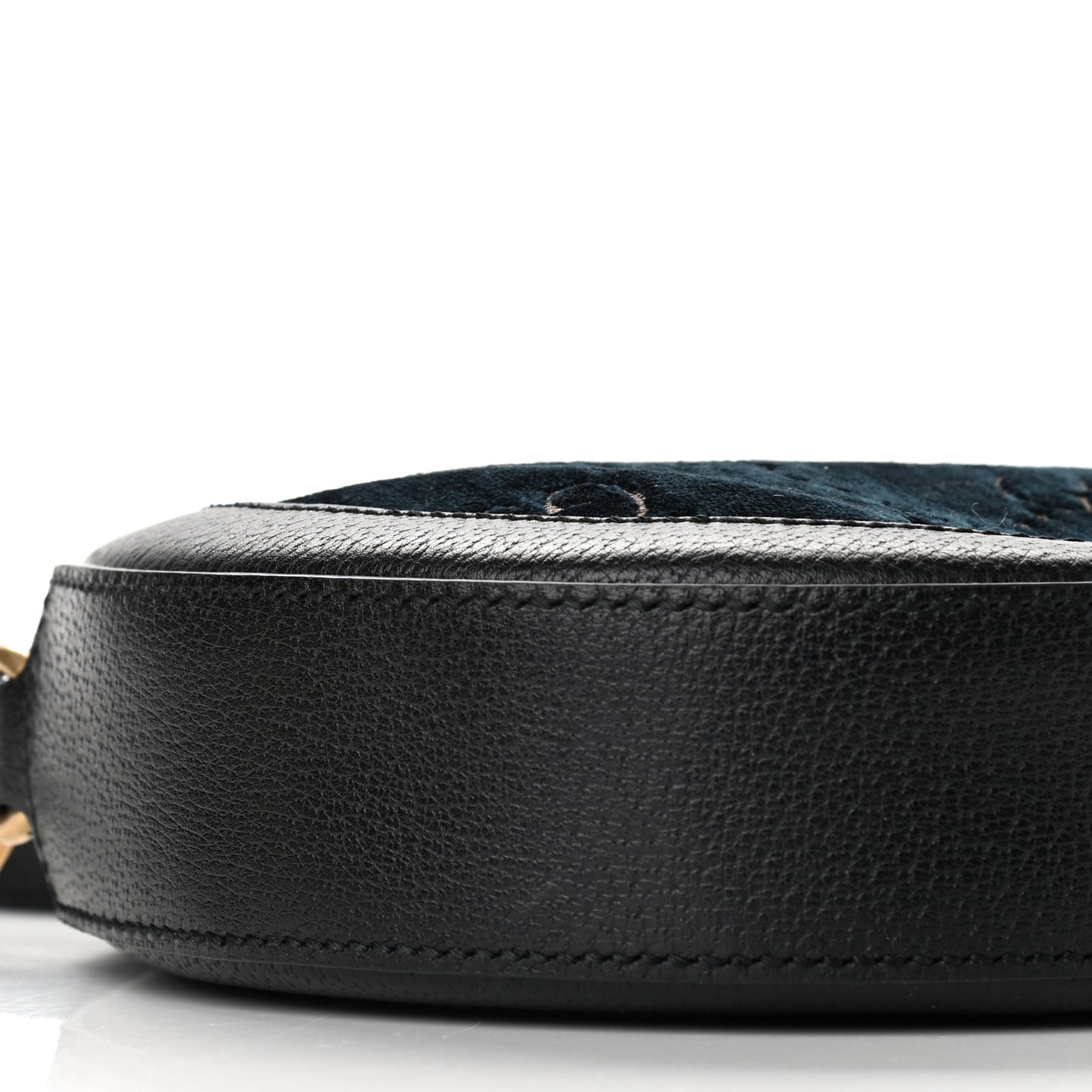 Velvet Calfskin GG Monogram Round Shoulder Bag Blue Beige