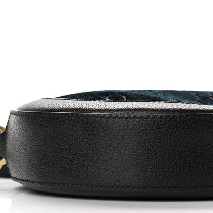Gucci Velvet Calfskin GG Monogram Round Shoulder Bag Blue Beige 8 of 9