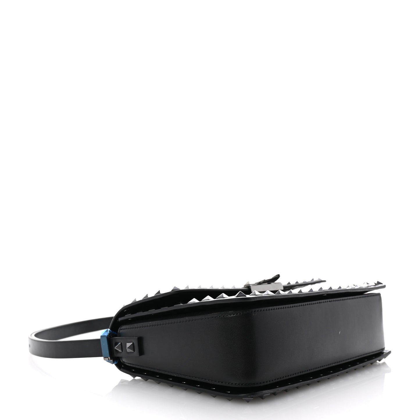 Smooth Calfskin Enamel Tonal Rockstud23 Shoulder Bag Black