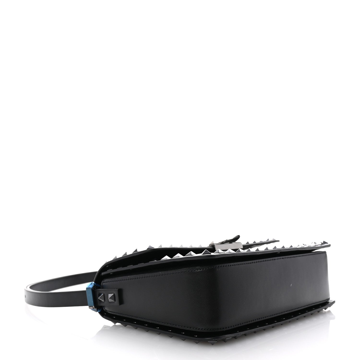Valentino Garavani Smooth Calfskin Enamel Tonal Rockstud23 Shoulder Bag Black 4 of 9