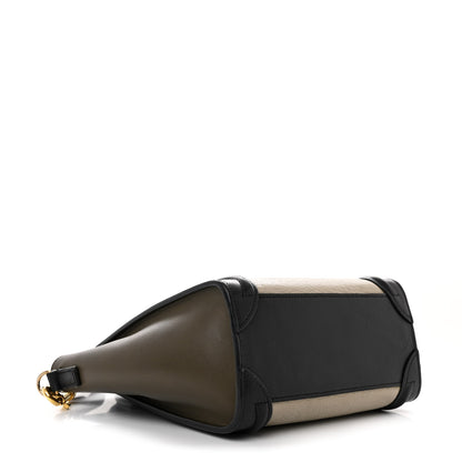 Celine Smooth Drummed Calfskin Tri-Color Nano Luggage Olive 4 of 13