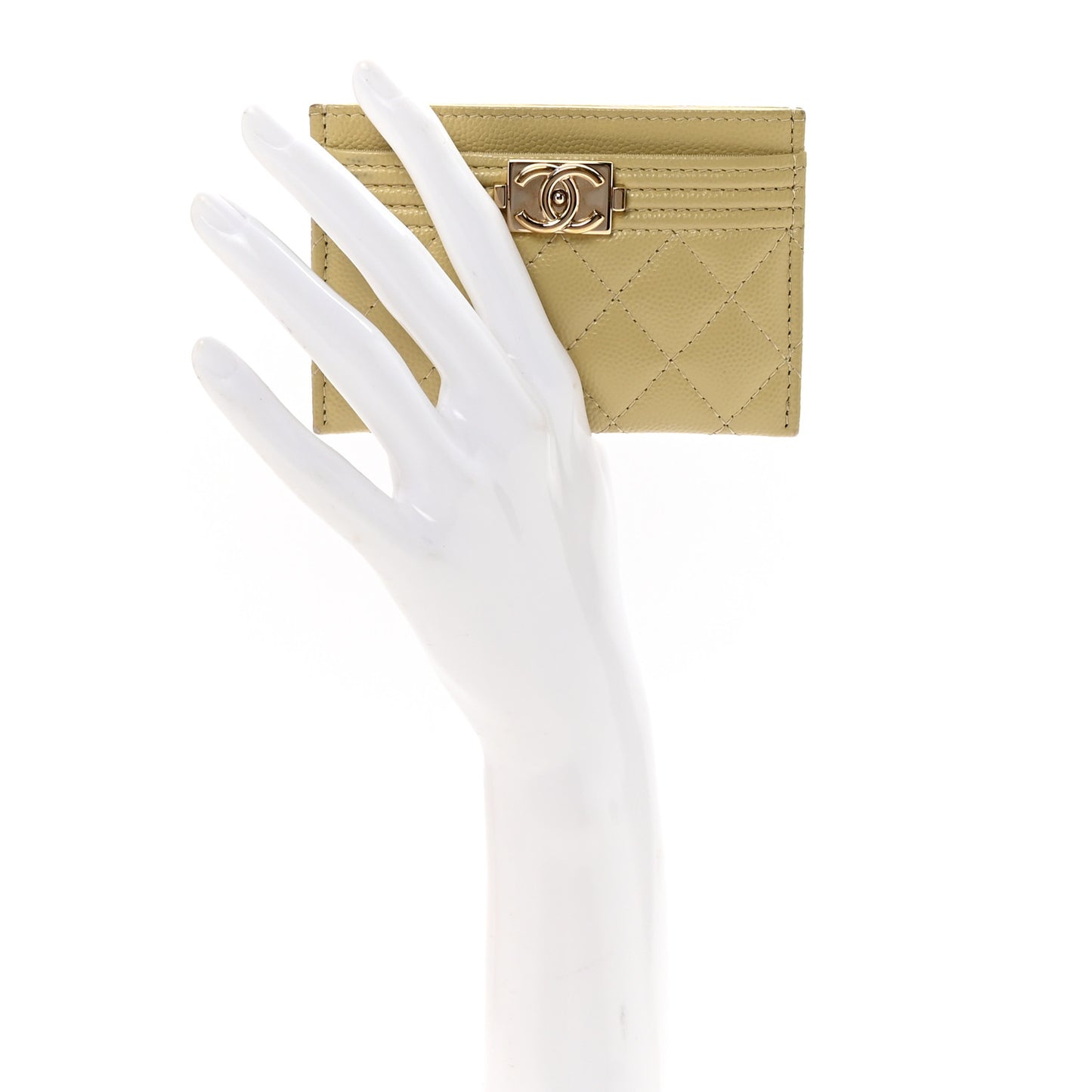 Caviar Quilted Boy Card Holder Light Green