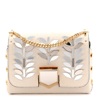 Jimmy Choo Calf Hair Mirror Embellished Lockett Petite Shoulder Bag White 1 of 10