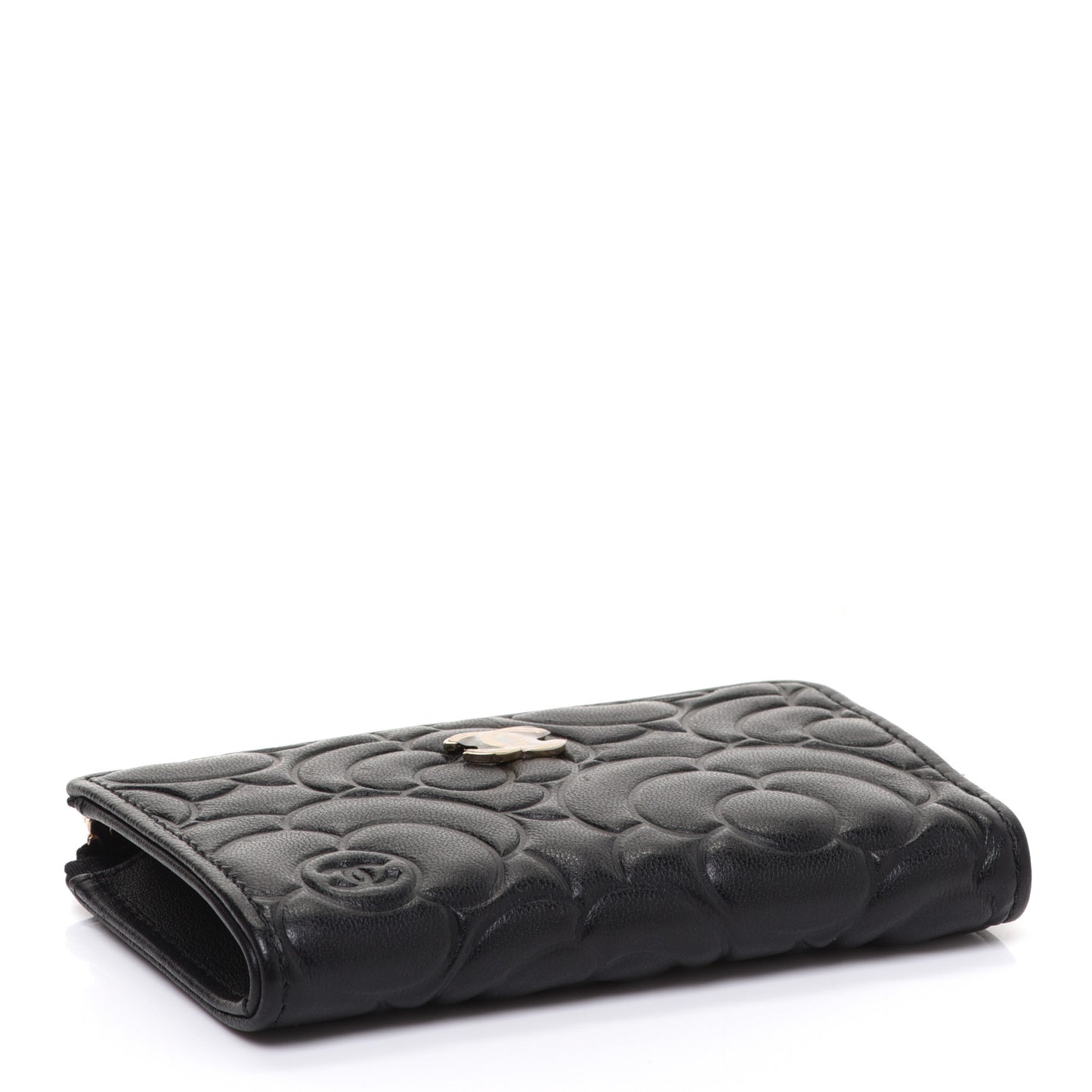 Caviar Camellia Embossed Key Holder Case Black