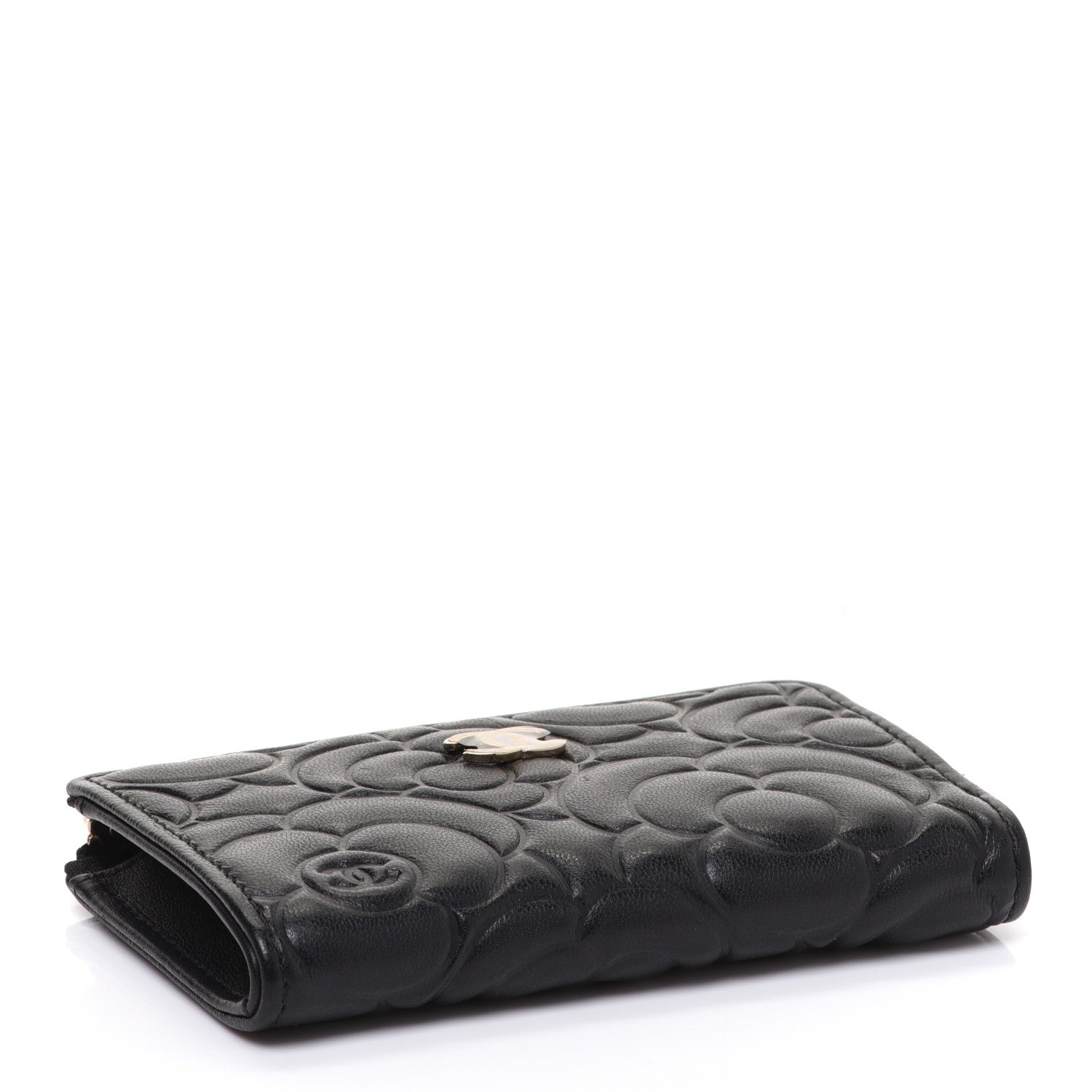 Chanel Caviar Camellia Embossed Key Holder Case Black 4 of 8