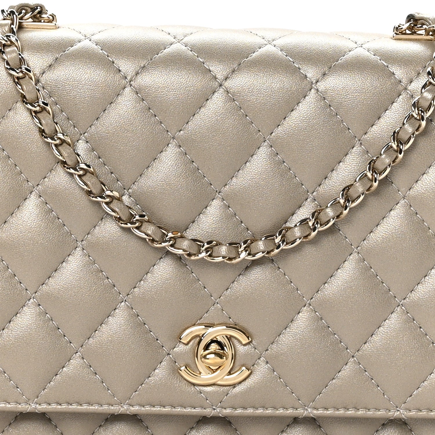 Chanel Lambskin Quilted Fantasy Pearl Flap Light Gold 8 of 10