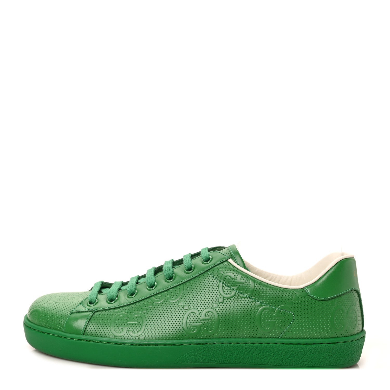 Gucci Calfskin GG Tennis Embossed Mens Ace Sneakers 8 New Shamarock 1 of 10