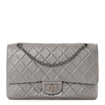 Chanel Metallic Aged Calfskin Quilted 2.55 Reissue 227 Flap Argent Fonce 1 of 10