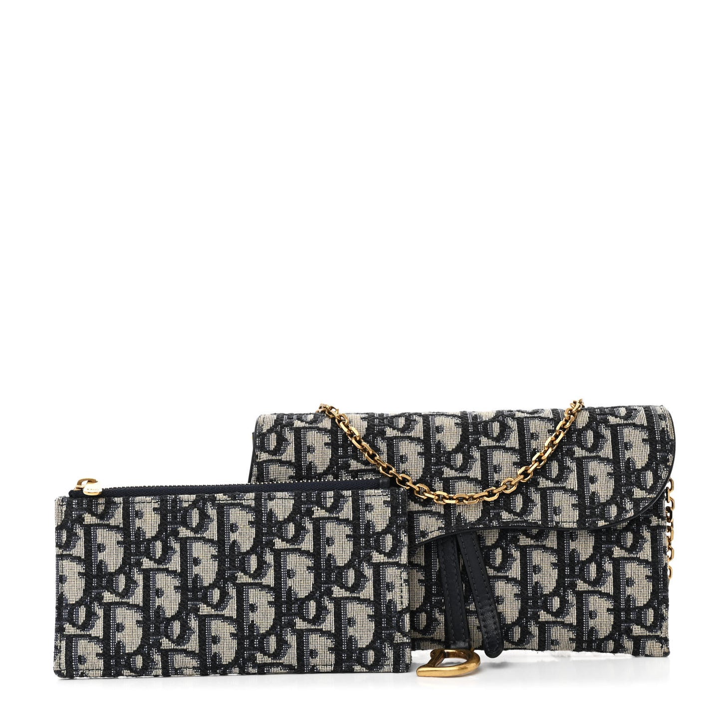 Oblique Saddle Chain Long Wallet Blue