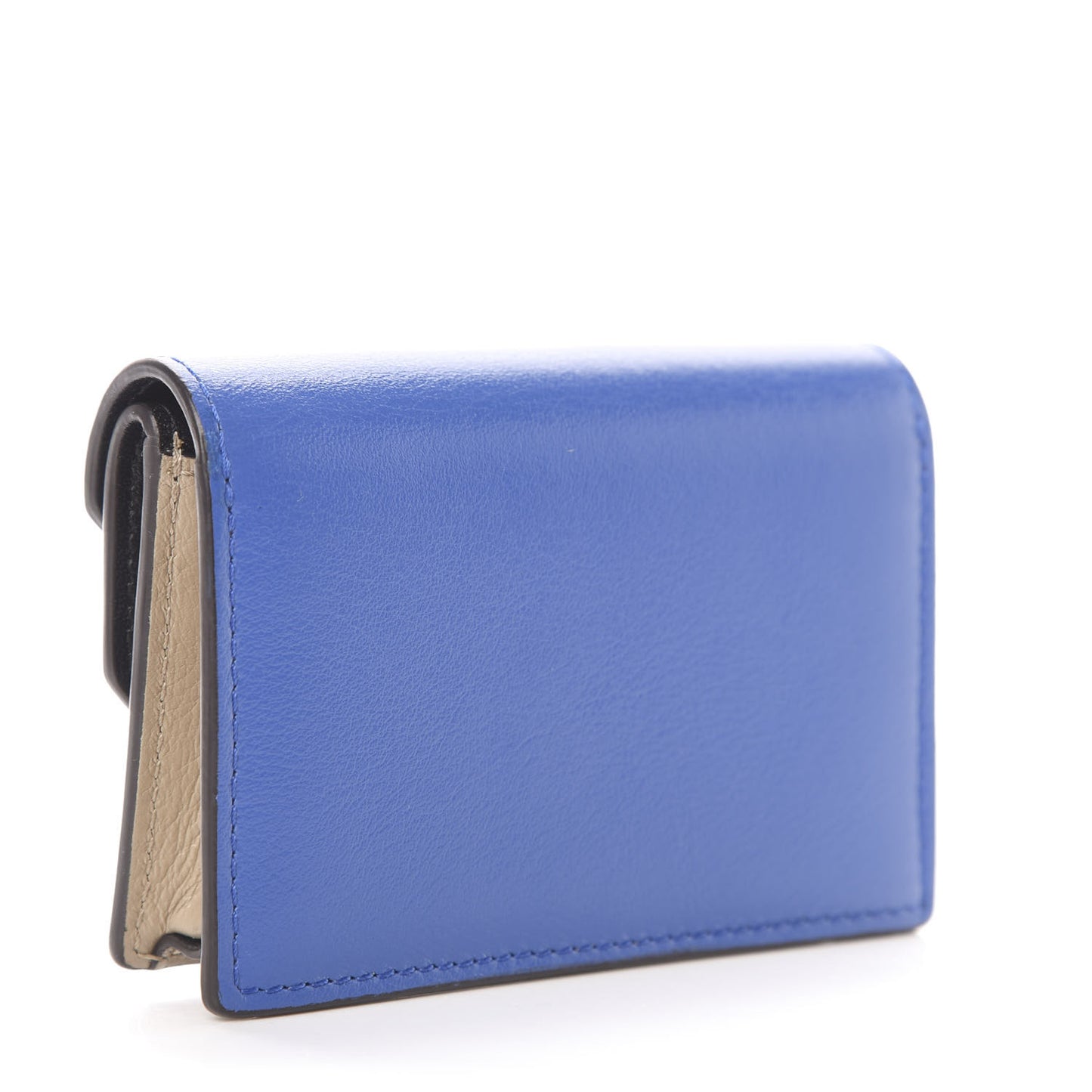 Smooth Calfskin Multiflap Card Case Wallet Dune Porcelain Blue Black