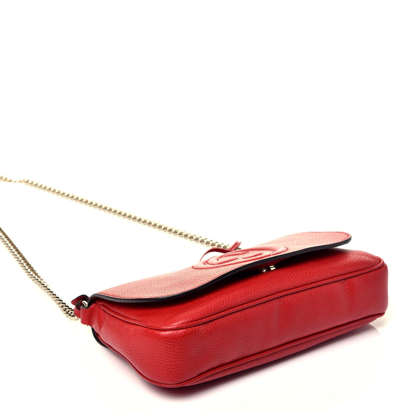 Pebbled Calfskin Medium Soho Flap Crossbody Vibrant Red